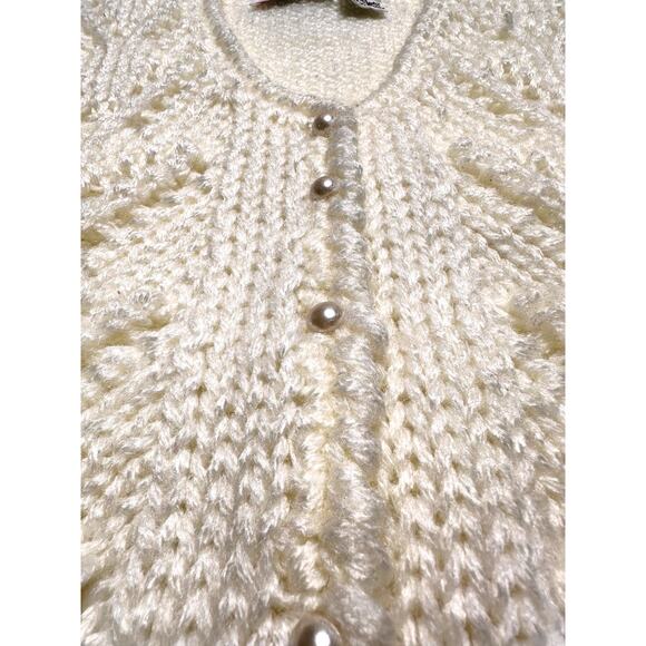 Vintage Nan Dorsey Hand-Knit Cream Vest W/ Pearl Buttons Size Small - Picture 6 of 11